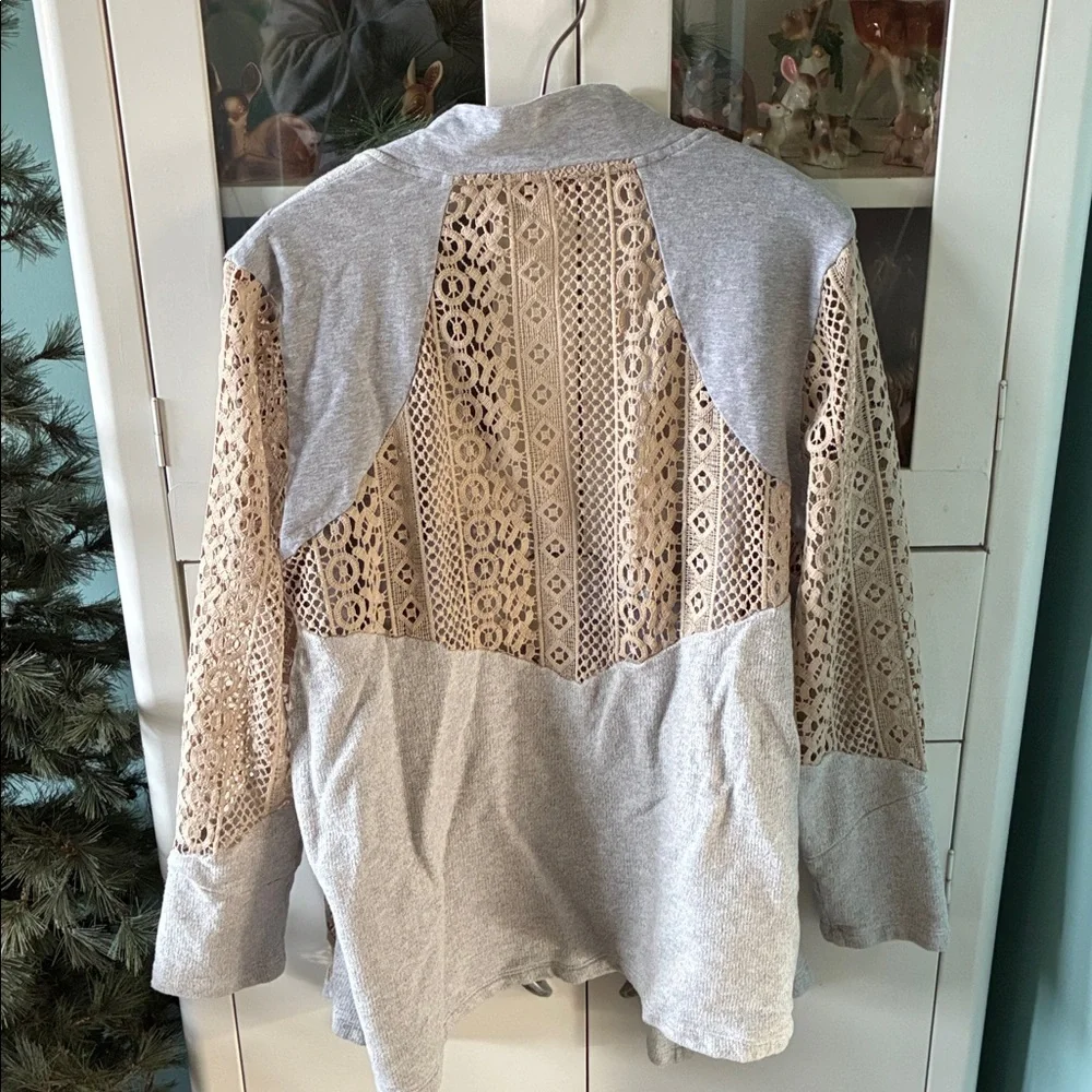 Coldwater Creek sz 1X Draped Open Front Cardigan euc lace boho casual - Picture 5 of 5